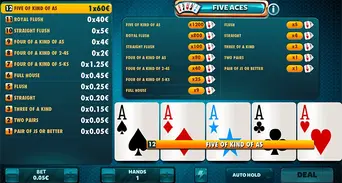 Five aces in order to facilitate your combinations