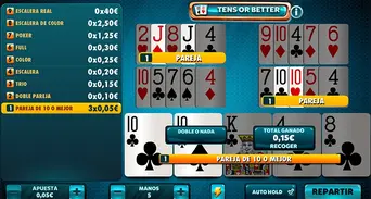 Cualquier jugada igual o superior a una pareja de 10s tendrá premio